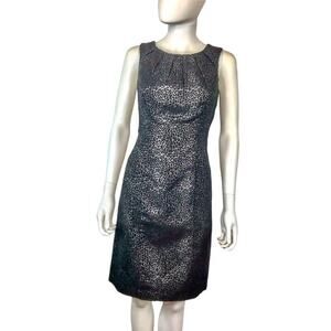 Michael Kors Gold & Black Metallic Dress Holiday Leopard Print Knee Length